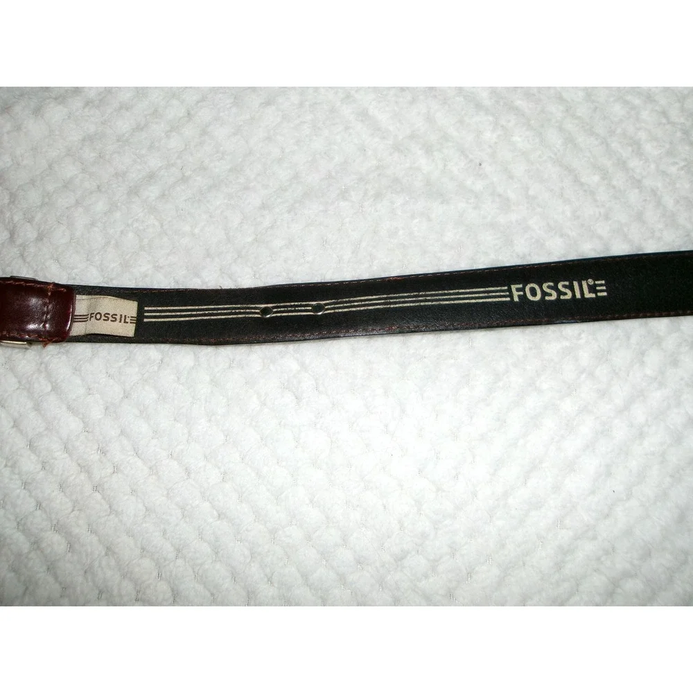 Fossil Mens 44 Leather Belt Brown Braided Western Concho